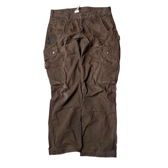 Y2K Carhartt Distressed Ripstop Pants B342 DFE Brown 32X30 - Picture 1 of 8